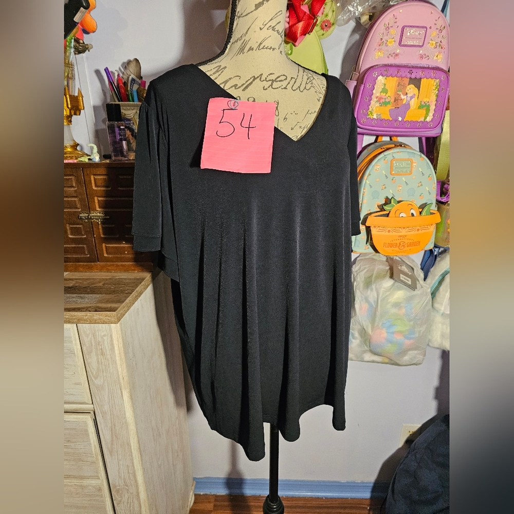 Calvin Klein Black Blouse With Ruffle Sleeves Plus Size 3x